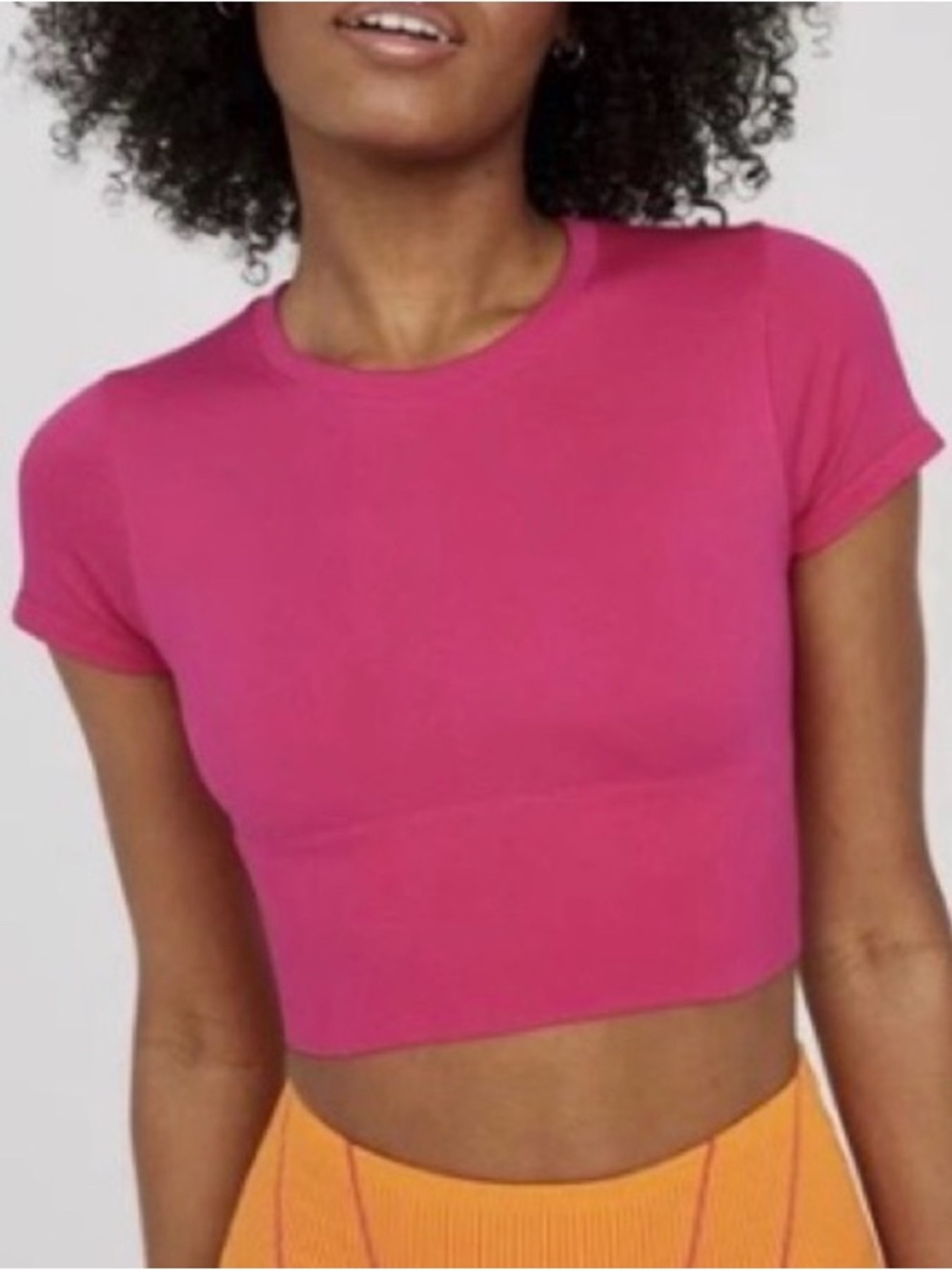 OFFLINE by Aerie Sidewalk Seamless Cropped T-Shirt Hot Pink XL